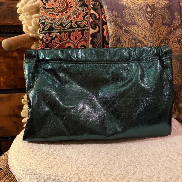 Metallic Green Zara Clutch with Strap Rare - Holiday or Wicked Oz-Inspired Looks - Picture 4 of 7